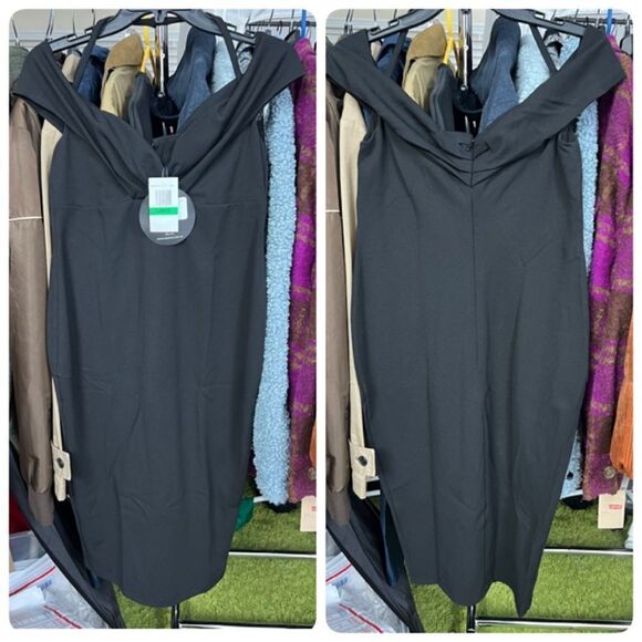 Nookie Athena Off Shoulder Halter Midi Dress Sz Large in Black - Picture 3 of 5